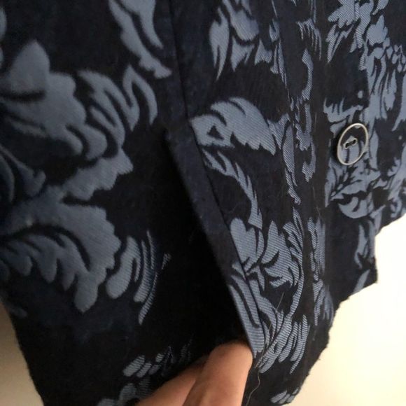 Chico’s Navy Blue/Light Blue Textured Button Down Blazer Jacket Size Large - Picture 8 of 8